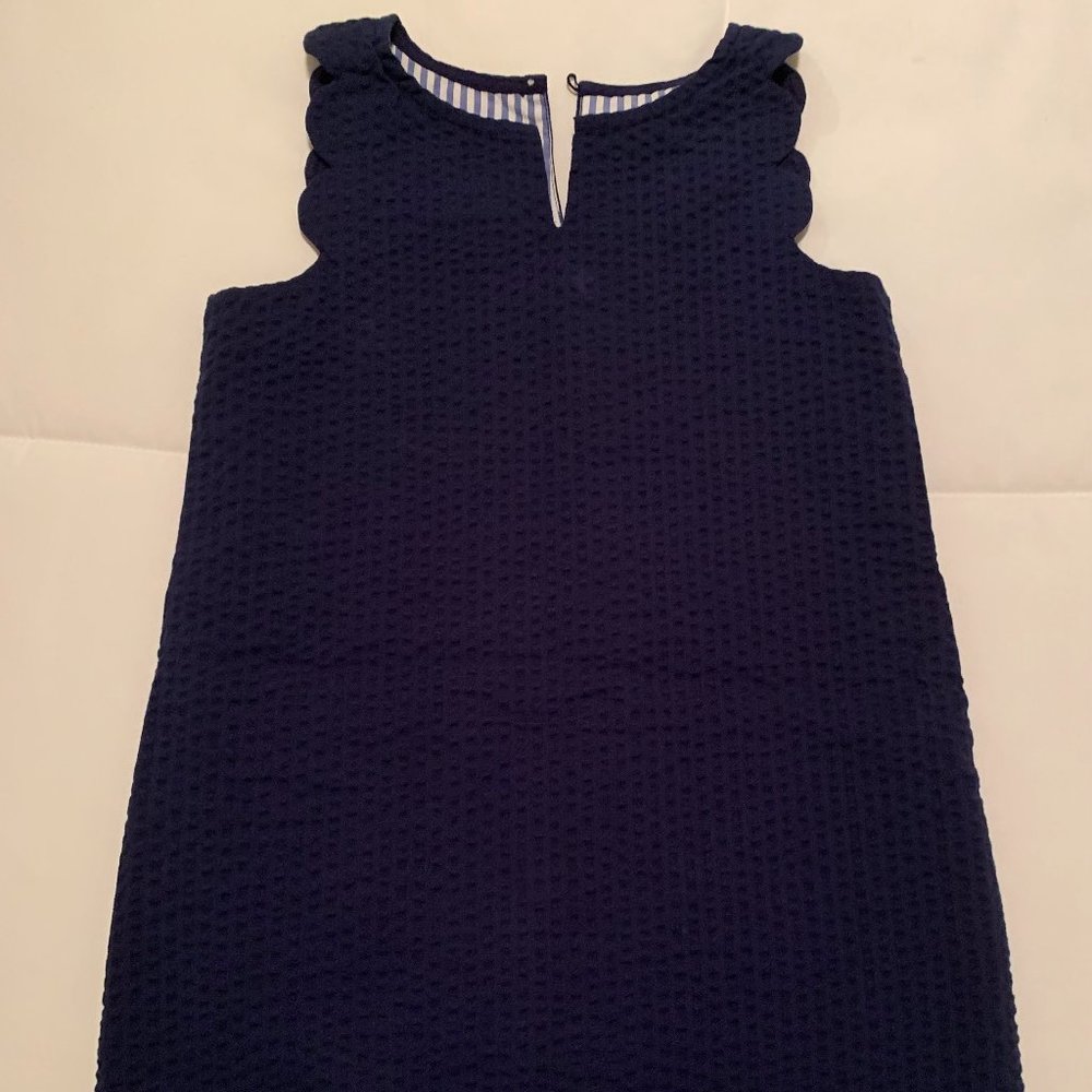 Vineyard Vines Seersucker Scalloped Dress - Girls - Size 5 - Navy